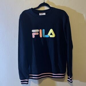 Fila Women's Black Crewneck with Multicolor Logo